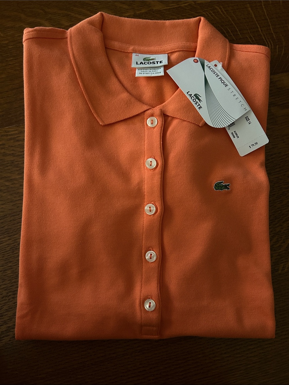 Lacoste women’s Orange Polo with Signature Crocodile